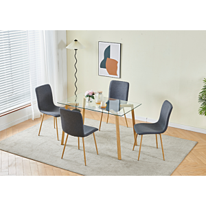 Set Table À Manger Pune + 4 Chaises - Beige / Gris