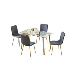 Set Table À Manger Pune + 4 Chaises - Beige / Gris