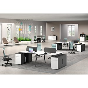 Bureau Workstation Respect 4 Places - Blanc