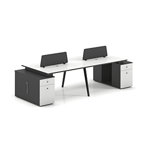 Bureau Workstation Respect 4 Places - Blanc Bons plans Bureaux