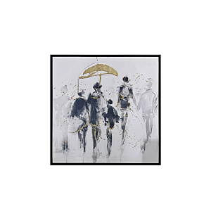 Tableau La Pluie 60X60 - Gris / Doré Tableaux