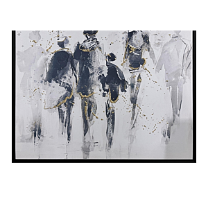 Tableau La Pluie 60X60 - Gris / Doré