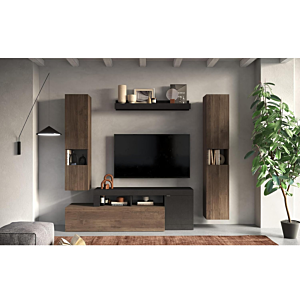 Meuble Tv Mural Freedom - Noir / Marron