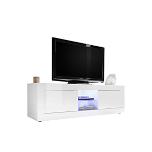Meuble Tv Basic 2 Portes 180Cm - Blanc Laqué Brillant Séjour