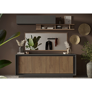 Buffet 4 Portes Sky - Noir / Marron