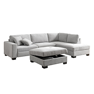 Canapé D'Angle Nova Avec Pouf - Gris Clair