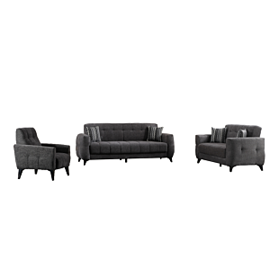 Salon Hermes 3+2+1 Avec Rangement - Gris Foncé