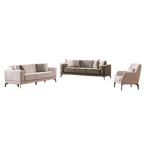 Salon Forest Avec Fonction Lit Et Rangement - Beige / Vert