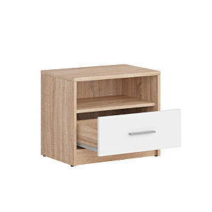 Table De Chevet Balder 1Tiroir Et 1Niche - Chêne / Blanc