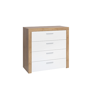Double Commode Balder 4 Tiroirs - Blanc / Chêne