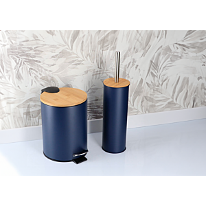 Brosse Wc Prestige Métal Avec Couvercle - Bleu