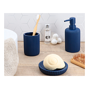 Distributeur À Savon En Resiné Striée 230Ml - Bleu Marine