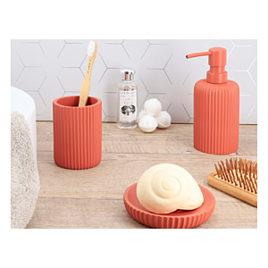 Distributeur À Savon En Resiné Striée 230Ml - Terracota