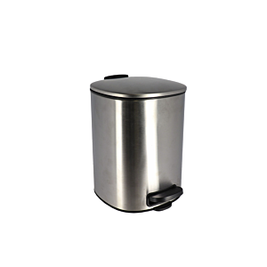 Poubelle Métal Avec Frein De Chute 5L - Argenté Poubelles de salle de bain