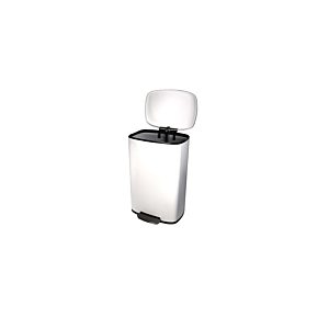 Poubelle 50L À Pédale Rectangulaire - Blanc Mat