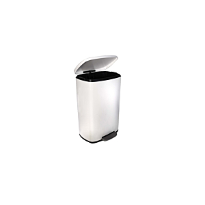 Poubelle 50L À Pédale Rectangulaire - Blanc Mat Soldes été