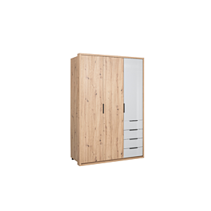 Armoire Velata 3 Portes + 4Tiroirs- Chêne / Gris Chambre enfant