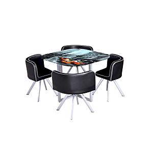 Set Table À Manger Space Avec 4 Chaises - Noir Déstockage