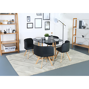 Set Table À Manger Pandey Avec 4 Chaises - Noir