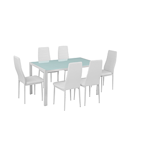 Set Table À Manger Miro Avec 6 Chaises - Blanc DÉSTOCKAGE