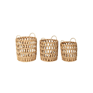 Lot De 3 Paniers Ajouré Avec Anses - Beige Décorations