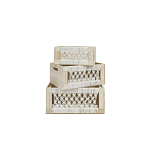 Lot De 3 Paniers - Beige / Blanc Décorations