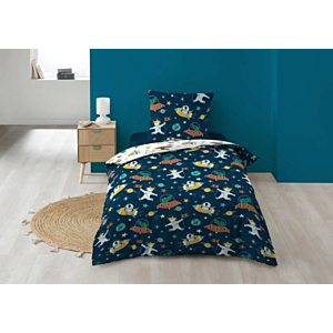 Parure 2 Pièces 140X200Cm Microfibre Allover Cosmo - Multicouleur