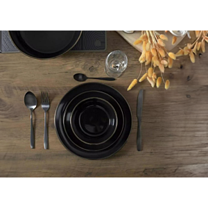 Assiette Au Liseré Doré 26Cm - Noir