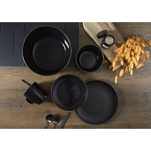 Assiette Au Liseré Doré 20Cm - Noir