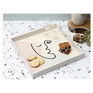 Plateau En Bois Arty - Beige