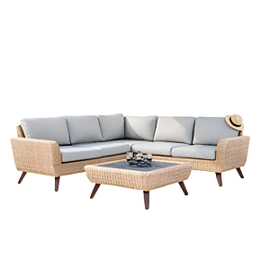 Coin Royal Riviera Avec Table Basse Sans Poufs - Gris / Miel Meuble extérieur