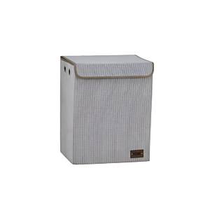 Panier Côtelé Avec Couvercle 40X30X50Cm - Gris Accessoires-rangements