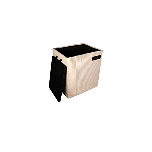 Panier Côtelé Avec Couvercle 40.5X30.5X46.5Cm - Beige
