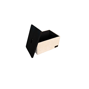 Boite De Rangement Côtelé Avec Couvercle 38.5X28.5X21.5Cm - Beige