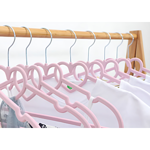 Set De 5 Cintres En Velours Pour Enfant - Rose