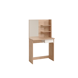 Coiffeuse Precious Avec Miroir + 2 Étagères + Tiroir - Chêne / Blanc Commodes et coiffeuses
