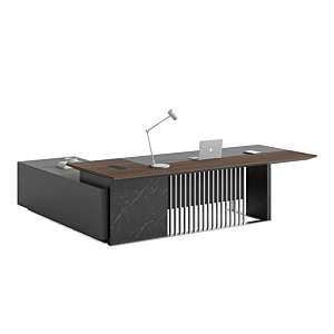 Bureau Presidentiel Droit Embassy Prime - Marron / Gris Mobilier Pro