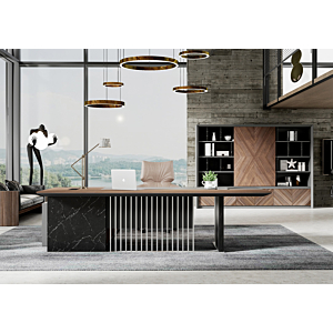 Bureau Presidentiel Droit Embassy Prime - Marron / Gris