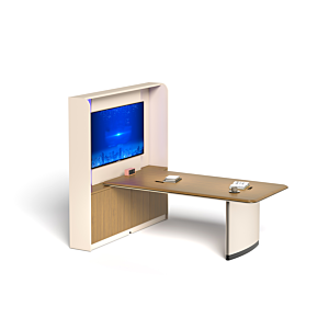 Bureau Majesty Avec Rangement & Support Tv - Marron / Beige Déstockage