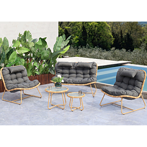 Salon De Jardin New La Vida + 2 Tables Basses - Gris