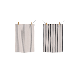 Set De 2 Torchons Coton Imprimé 50X70Cm - Gris Linge de table