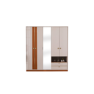 Armoire Prime 5 Portes Et 2 Tiroirs – Marron /Beige