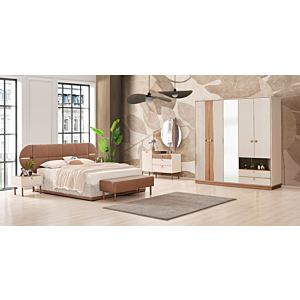 Armoire Prime 5 Portes Et 2 Tiroirs – Marron /Beige