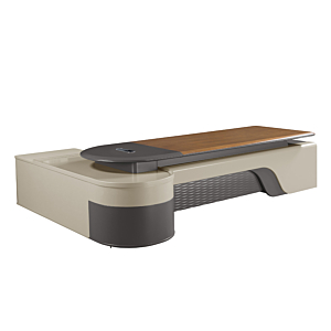 Bureau Présidentiel Cascade Veneer Droit 320Cm - Marron / Taupe