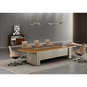 Table De Reunion Cascade Veneer - Marron / Taupe