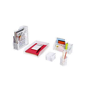 Ensemble De 5 Piéces D'Accessoires De Bureau - Blanc Décorations