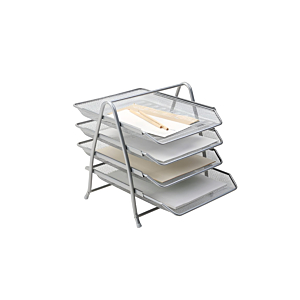 Porte-Documents À 4 Niveaux - Argenté Set Accessoires Bureau