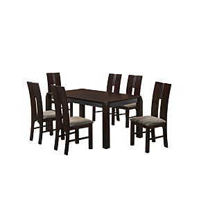 Set Robusta Table + 6 Chaises - Marron Déstockage