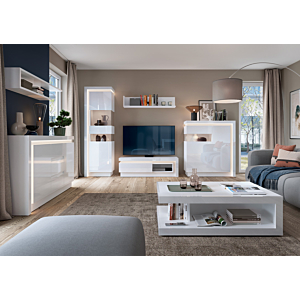 Vitrine White Lyon Avec Porte Vitrée À Gauche - Blanc