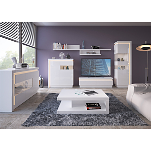 Vitrine White Lyon Avec Porte Vitrée À Droite - Blanc